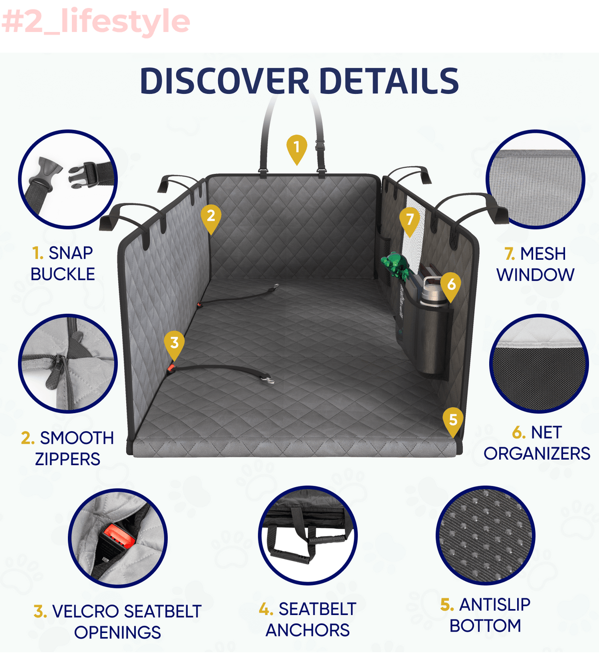 Large Seat Guard Waterproof Back Seat Extended Cover With Mesh Window Storage Pockets