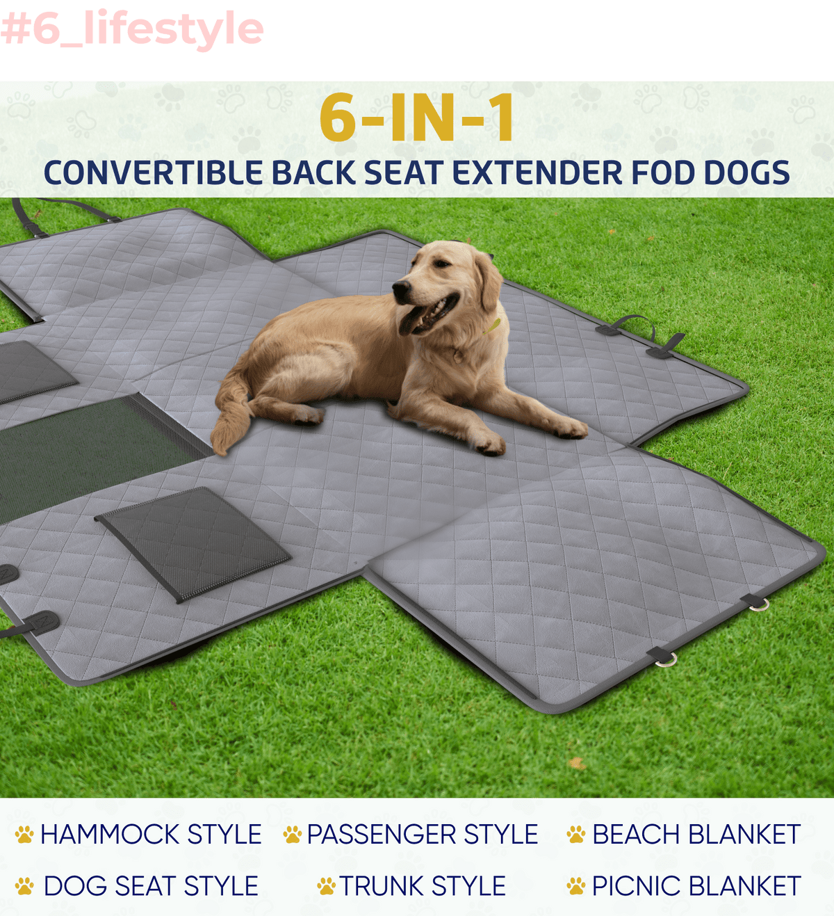 Large Seat Guard Waterproof Back Seat Extended Cover With Mesh Window Storage Pockets