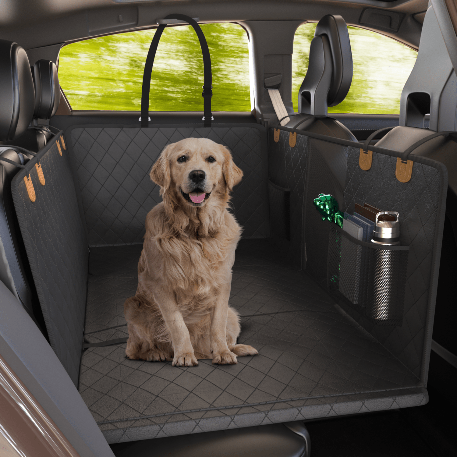 Large Seat Guard Waterproof Back Seat Extended Cover With Mesh Window Storage Pockets