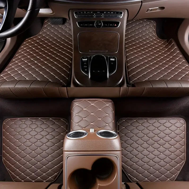 Kcimo 5Pcs Car Floor Mats Universal PU Leather Waterproof Auto Foot Pad Protector Automobile Interior Car Interior Accessories