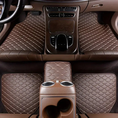 Kcimo 5Pcs Car Floor Mats Universal PU Leather Waterproof Auto Foot Pad Protector Automobile Interior Car Interior Accessories