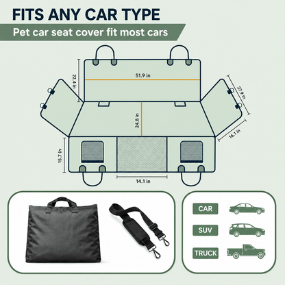 Large Seat Guard Waterproof Back Seat Extended Cover With Mesh Window Storage Pockets