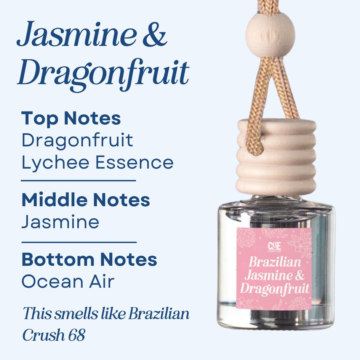 Brazilian Jasmine & Pink Dragonfruit Scented Car Freshener